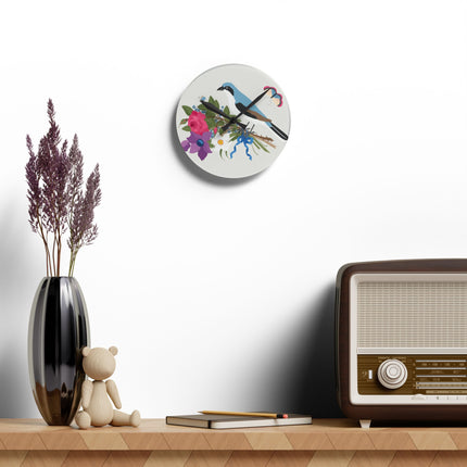 Bluebird & Butterfly Acrylic Wall Clock