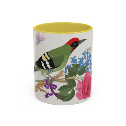 Woodpecker & Rose Colorful Mugs – Vibrant Spring & Bold Beauty