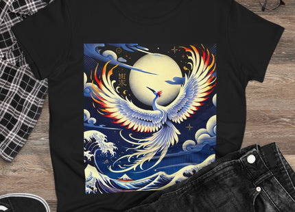 Majestic White Crane Women's Midweight Cotton Tee