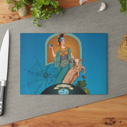 March & Aquamarine Zodiac Glass Cutting Board