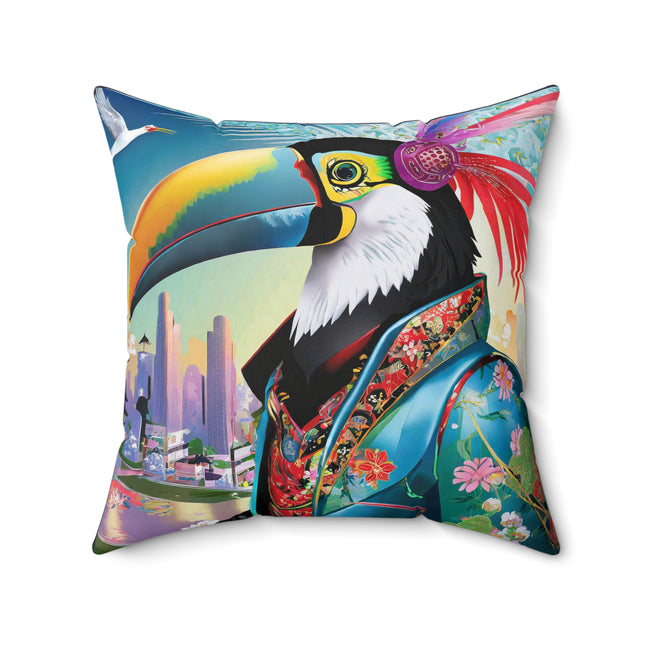 Cyber Toucan Chic Spun Polyester Square Pillow