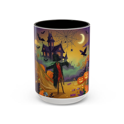 🌙🎃 The Scarecrow Of Haunted Hollow Colorful Mug – Whimsical Halloween Mystery