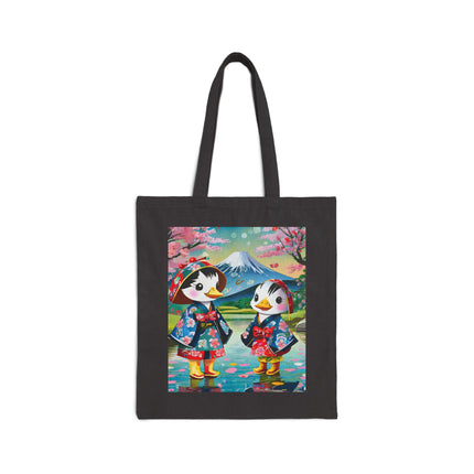 Rainy Day Ducks Cotton Canvas Tote Bag
