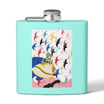 Flight of the Songbirds Stainless Steel Flask – Theatrical Whimsy & Colorful Harmony