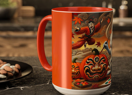 Halloween Rabbit’s Kabuki Jack-o’-Lanterns Colorful Mugs (11oz, 15oz)