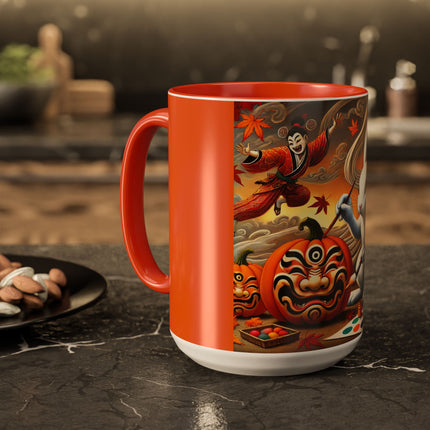Halloween Rabbit’s Kabuki Jack-o’-Lanterns Colorful Mugs (11oz, 15oz)