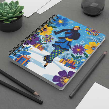 ⛸️❄️ The Lady Of The Christmas Skating Garden Spiral Notebook – Art Deco Holiday Fantasy