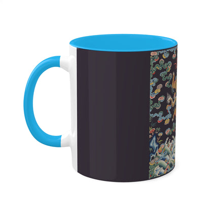 Rank Badge with Dragon with Deer Hooves Colorful Mugs, 11oz