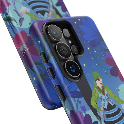 🌸🐦 The Lady Of The Midnight Bird Garden Phone Case – Art Deco Floral Fantasy