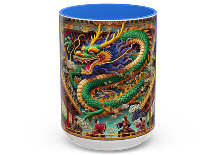 Tibetan Dragon Over Kabuki Duel Colorful Mugs (11oz, 15oz)