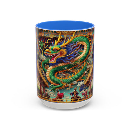 Tibetan Dragon Over Kabuki Duel Colorful Mugs (11oz, 15oz)