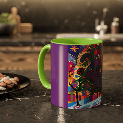 🎄✨ Christmas Among The Twinkling Trees Colorful Mug – Art Deco Holiday Fantasy