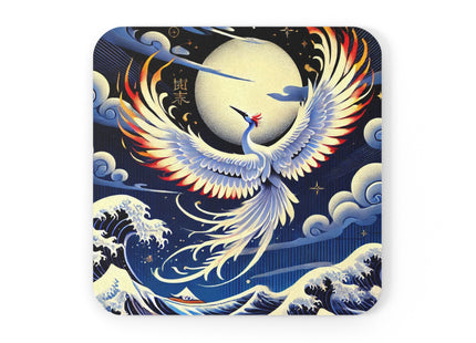 Majestic White Crane Cork Back Coaster
