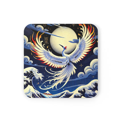 Majestic White Crane Cork Back Coaster