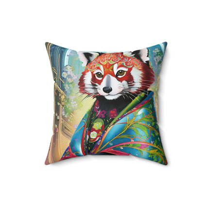 Cybernetic Red Panda Spun Polyester Square Pillow