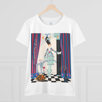 🌸🎭 The Lady Of The Garden Salon Cotton Tee – Art Deco Floral Elegance