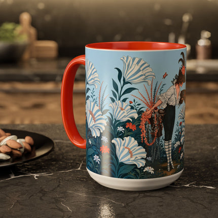 🎨💙 The Enchanted Garden Artist Colorful Mug – Art Deco Floral Whimsy