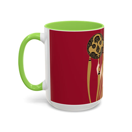 Butterfly Empress of the Crimson Pavilion Colorful Mug (11oz, 15oz) – Art Deco Beauty, Butterfly Elegance & Ornamental Style