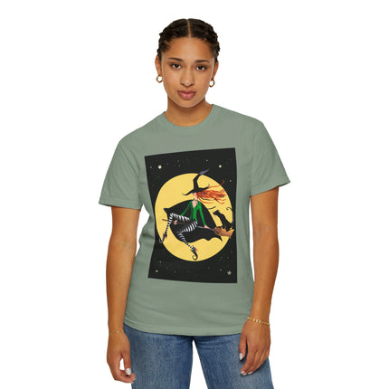 A Witch’s Moonlit Flight Unisex Garment-Dyed T-shirt