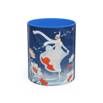 ❄️⛸️ The Winter Skater’s Flight Colorful Mug – Art Deco Floral Fantasy