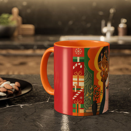 ❤️ The Lady Of The Candlelit Christmas Alcove Colorful Mug – Art Deco Holiday Elegance