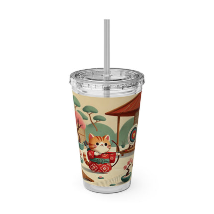 Archer Kitten in the Zen Garden Sunsplash Tumbler with Straw, 16oz
