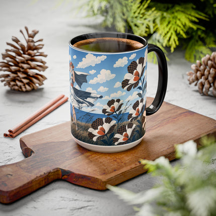 🌊🌼 The Windswept Seaside Promenade Colorful Mug – Art Deco Coastal Elegance