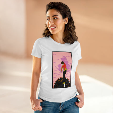 Woman Waiting for her Beloved at 1:59 by Kobayashi Kaichi Women's Midweight Cotton Tee