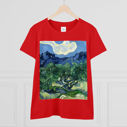 Olive Trees by Vincent Van Gogh Women's Midweight Cotton Tee