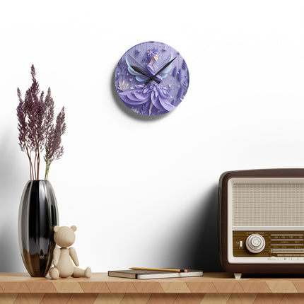 Lavender Fairy Acrylic Wall Clock, Round and Square