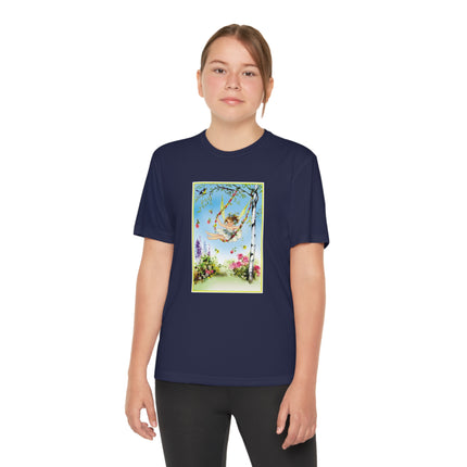 Spring Fairy's Floral Swing Youth Competitor Tee – Garden Magic & Whimsical Adventure