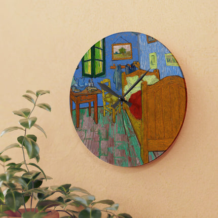 The Bedroom by Vincent van Gogh Acrylic Wall Clock, Round and Square