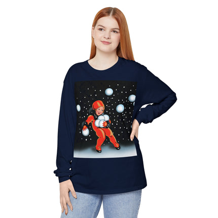 Festive Snowball Unisex Garment-dyed Long Sleeve T-Shirt