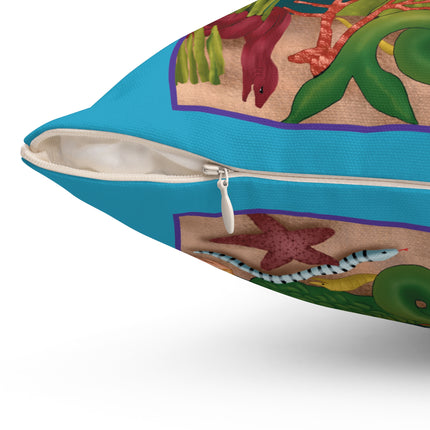 Three Mermaids with Strings of Pearls by Carlo Chiostri Spun Polyester Square Pillow
