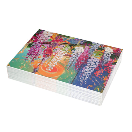Golden Wisteria Elegance Postcard Bundles (envelopes included) - Bundles of 10, 30, 50 Pieces