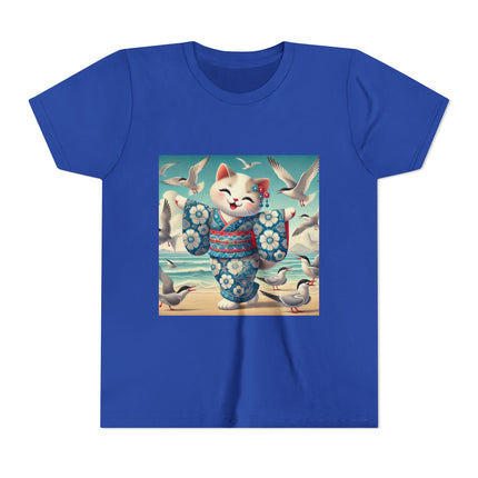 Geisha Kitten by the Seaside Youth Short Sleeve Tee