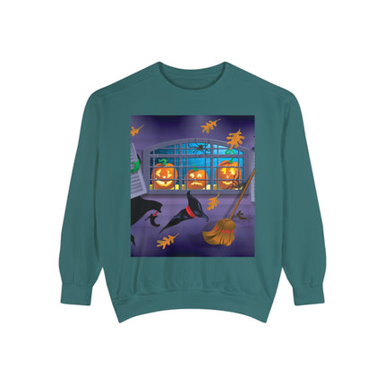 Whimsical Halloween Mischief Unisex Garment-Dyed Sweatshirt