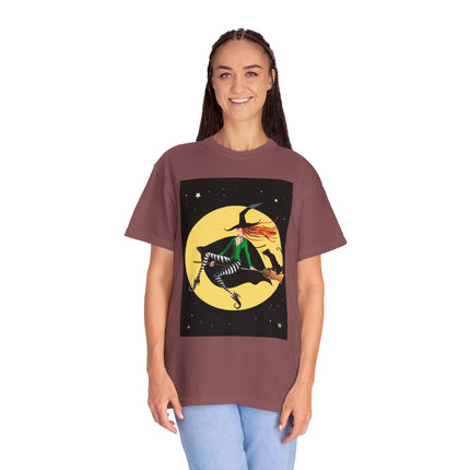 A Witch’s Moonlit Flight Unisex Garment-Dyed T-shirt