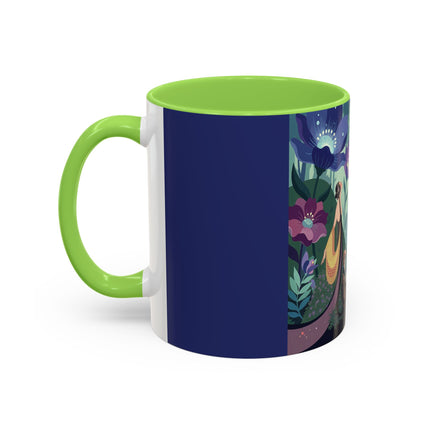 The Lady Of The Moonlit Fountain Colorful Mugs – Art Deco Botanical Serenity