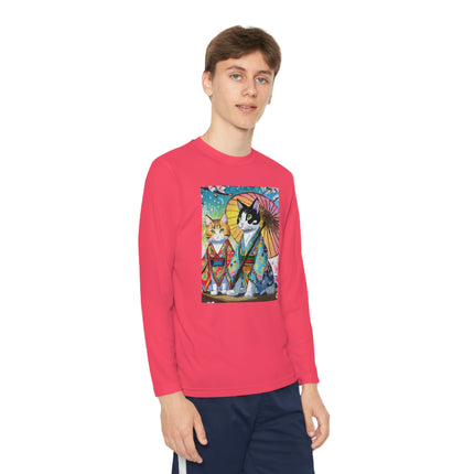 Kimono Kitties Youth Long Sleeve Competitor Tee – Anime Charm & Whimsical Elegance