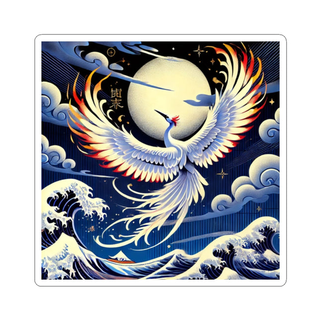 Majestic White Crane Die Kiss Cut Stickers (4 Sizes)