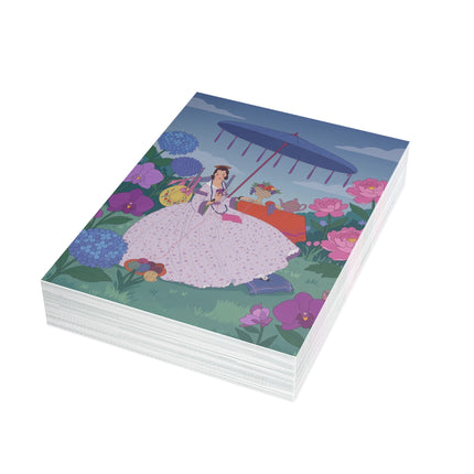 🌸🫖 The Garden Tea Reverie Greeting Card – Romantic Rococo Floral Elegance