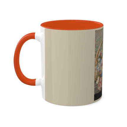 A Basket with Flowers by Herman Henstenburgh Colorful Mugs, 11oz