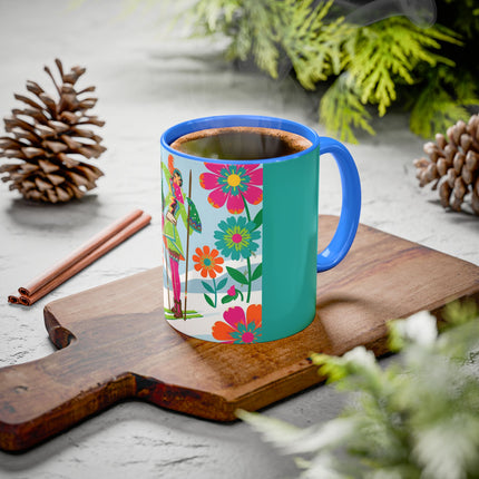 🎿🌸 The Winter Flower Adventurer Colorful Mug – Colorful Ski Fantasy