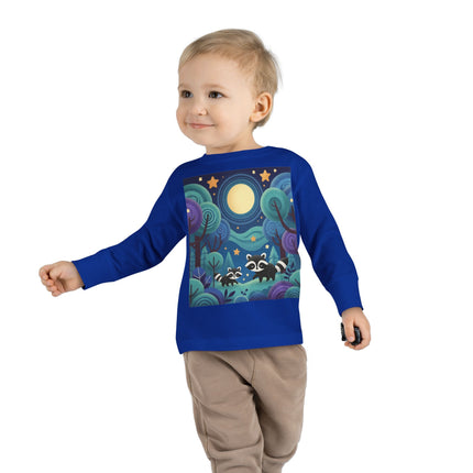 Enchanted Nighttime Raccoons Toddler Long Sleeve Tee