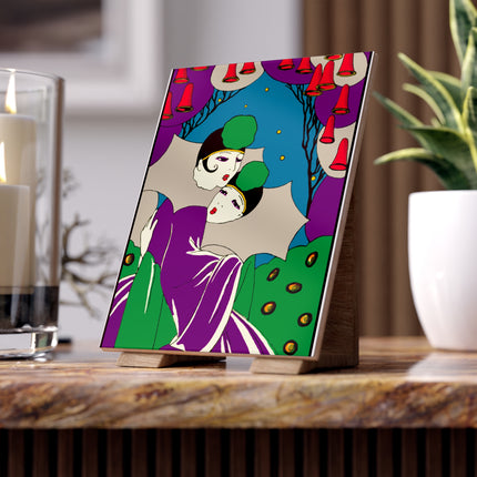 Two Pierrots Ceramic Tile
