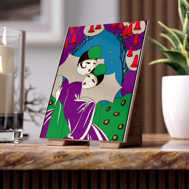 Two Pierrots Ceramic Tile