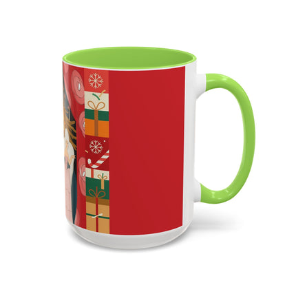 ❤️ The Lady Of The Candlelit Christmas Alcove Colorful Mug – Art Deco Holiday Elegance