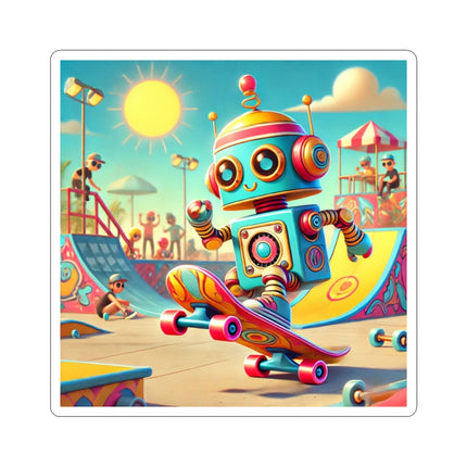 🛹🤖 The Skate Park Robot Kiss-Cut Sticker – Action, Energy & Retro Fun