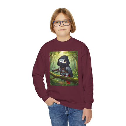 The African Grey Sentinel Youth Crewneck Sweatshirt – Wisdom, Courage & Woodland Adventure